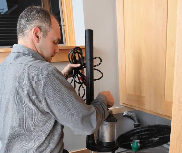 Sump pump installation in a basement